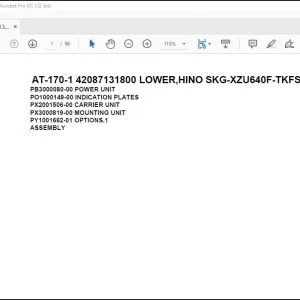Tadano Crane AT-170-1 42087131800 LOWER,HINO SKG-XZU640F-TKFSC6 Spare Parts Manual - PDF DOWNLOAD