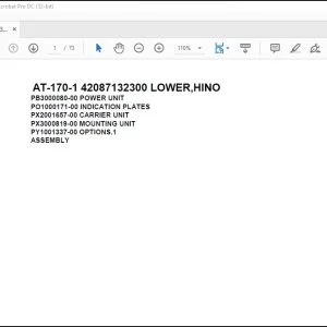 Tadano Crane AT-170-1 42087132300 LOWER,HINO Spare Parts Catalog Manual - PDF DOWNLOAD