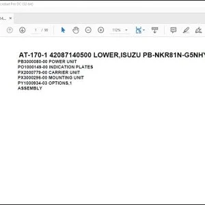Tadano Crane AT-170-1 42087140500 LOWER,ISUZU PB-NKR81N-G5NHY Parts Catalog Manual