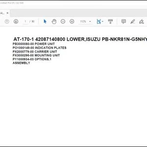 Tadano Crane AT-170-1 42087140800 LOWER,ISUZU PB-NKR81N-G5NHY Parts Catalog Manual - PDF DOWNLOAD