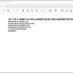 Tadano Crane AT-170-1 42087141100 LOWER,ISUZU SKG-NKR85YN-FN5AHY-M Parts Manual - PDF DOWNLOAD