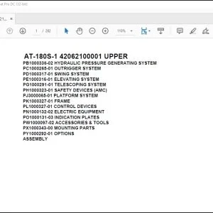 Tadano Crane AT-180S-1 42062100001 UPPER Spare Parts Catalog Manual - PDF DOWNLOAD