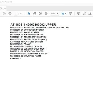 Tadano Crane AT-180S-1 42062100002 UPPER Spare Parts Catalog Manual - PDF DOWNLOAD