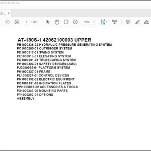 Tadano Crane AT-180S-1 42062100003 UPPER Spare Parts Catalog Manual - PDF DOWNLOAD