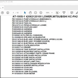 Tadano Crane AT-180S-1 42062120100 LOWER,MITSUBISHI KC-FH217GN Parts Catalog Manual - PDF DOWNLOAD