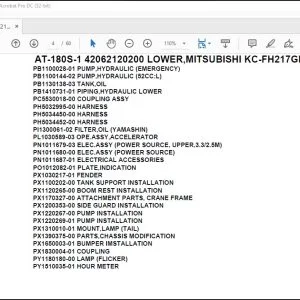 Tadano Crane AT-180S-1 42062120200 LOWER,MITSUBISHI KC-FH217GN Parts Catalog Manual - PDF DOWNLOAD