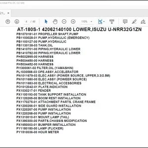 Tadano Crane AT-180S-1 42062140100 LOWER,ISUZU U-NRR32G1ZN Parts Catalog Manual - PDF DOWNLOAD