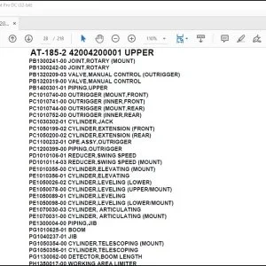 Tadano Crane AT-185-2 42004200001 UPPER Spare Parts Catalog Manual - PDF DOWNLOAD