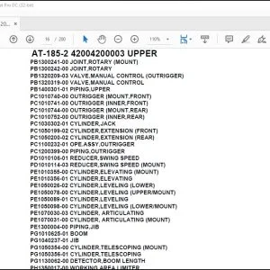 Tadano Crane AT-185-2 42004200003 UPPER Spare Parts Catalog Manual - PDF DOWNLOAD