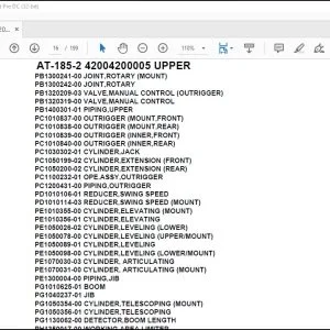 Tadano Crane AT-185-2 42004200005 UPPER Spare Parts Catalog Manual - PDF DOWNLOAD