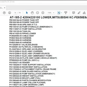 Tadano Crane AT-185-2 42004220100 LOWER,MITSUBISHI KC-FE658E6A Spare Parts Catalog Manual - PDF DOWNLOAD
