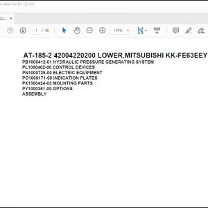 Tadano Crane AT-185-2 42004220200 LOWER,MITSUBISHI KK-FE63EEY 6A1 Parts Catalog Manual - PDF DOWNLOAD