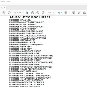 Tadano Crane AT-195-1 42093100001 UPPER Spare Parts Catalog Manual - PDF DOWNLOAD
