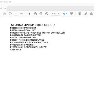 Tadano Crane AT-195-1 42093100003 UPPER Spare Parts Catalog Manual - PDF DOWNLOAD