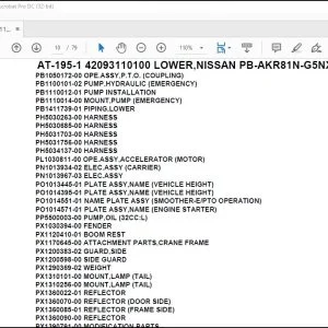 Tadano Crane AT-195-1 42093110100 LOWER,NISSAN PB-AKR81N-G5NXY Parts Catalog Manual - PDF DOWNLOAD