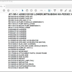 Tadano Crane AT-195-1 42093120100 LOWER,MITSUBISHI KK-FE53EC 6KA1 Spare Parts Manual - PDF DOWNLOAD