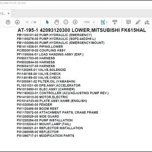Tadano Crane AT-195-1 42093120300 LOWER,MITSUBISHI FK615HAL Parts Catalog Manual - PDF DOWNLOAD