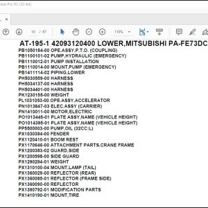 Tadano Crane AT-195-1 42093120400 LOWER,MITSUBISHI PA-FE73DC 6KA3 Parts Catalog Manual - PDF DOWNLOAD