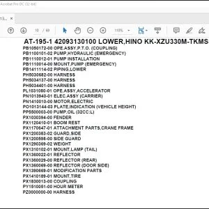 Tadano Crane AT-195-1 42093130100 LOWER,HINO KK-XZU330M-TKMSS3 Parts Catalog Manual - PDF DOWNLOAD