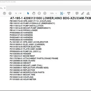 Tadano Crane AT-195-1 42093131000 LOWER,HINO BDG-XZU334M-TKMSD3 Parts Catalog Manual - PDF DOWNLOAD