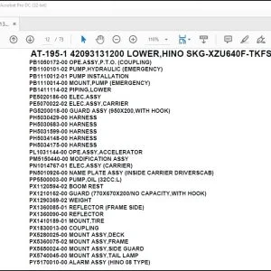 Tadano Crane AT-195-1 42093131200 LOWER,HINO SKG-XZU640F-TKFSC6 Parts Catalog Manual - PDF DOWNLOAD