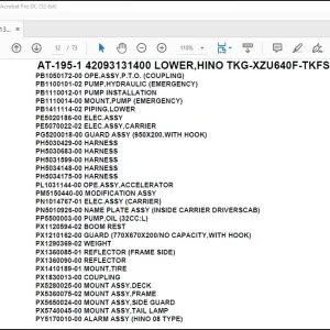 Tadano Crane AT-195-1 42093131400 LOWER,HINO TKG-XZU640F-TKFSC6 Parts Catalog Manual - PDF DOWNLOAD