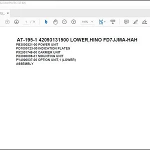 Tadano Crane AT-195-1 42093131500 LOWER,HINO FD7JJMA-HAH Spare Parts Catalog Manual - PDF DOWNLOAD