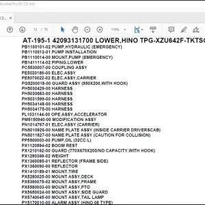 Tadano Crane AT-195-1 42093131700 LOWER,HINO TPG-XZU642F-TKTSC6 Parts Catalog Manual - PDF DOWNLOAD