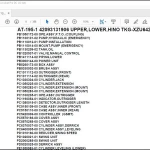 Tadano Crane AT-195-1 42093131906 UPPER,LOWER,HINO TKG-XZU642F-TKFSC6 Parts Manual - PDF DOWNLOAD