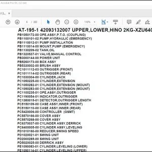 Tadano Crane AT-195-1 42093132007 UPPER,LOWER,HINO 2KG-XZU640F-TKFSE6 Parts Manual - PDF DOWNLOAD