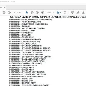Tadano Crane AT-195-1 42093132107 UPPER,LOWER,HINO 2PG-XZU642F-TKTSX6 Parts Manual - PDF DOWNLOAD