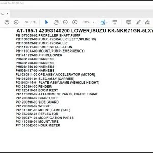 Tadano Crane AT-195-1 42093140200 LOWER,ISUZU KK-NKR71GN-5LXYT Parts Catalog Manual - PDF DOWNLOAD