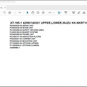 Tadano Crane AT-195-1 42093140201 UPPER,LOWER,ISUZU KK-NKR71GN Parts Catalog Manual - PDF DOWNLOAD