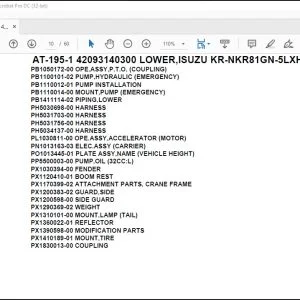 Tadano Crane AT-195-1 42093140300 LOWER,ISUZU KR-NKR81GN-5LXHYB Parts Catalog Manual - PDF DOWNLOAD