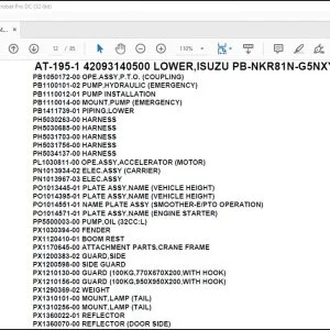 Tadano Crane AT-195-1 42093140500 LOWER,ISUZU PB-NKR81N-G5NXY Parts Catalog Manual - PDF DOWNLOAD