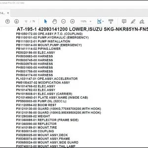 Tadano Crane AT-195-1 42093141200 LOWER,ISUZU SKG-NKR85YN-FN5AHY-M Parts Manual - PDF DOWNLOAD