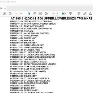 Tadano Crane AT-195-1 42093141706 UPPER,LOWER,ISUZU TPG-NKR85N-FN5AHY-M Parts Manual - PDF DOWNLOAD
