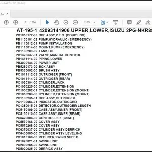 Tadano Crane AT-195-1 42093141906 UPPER,LOWER,ISUZU 2PG-NKR88N-FN5AHY-M Parts Manual - PDF DOWNLOAD