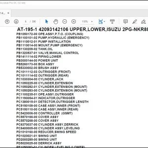 Tadano Crane AT-195-1 42093142106 UPPER,LOWER,ISUZU 2PG-NKR88N-FN5AHY-D Parts Manual - PDF DOWNLOAD