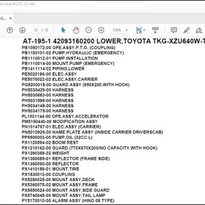 Tadano Crane AT-195-1 42093160200 LOWER,TOYOTA TKG-XZU640W-TKFSC6 Spare Parts Manual - PDF DOWNLOAD