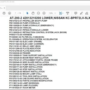 Tadano Crane AT-200-2 42013210200 LOWER,NISSAN KC-BPR72LV-5LXY Spare Parts Catalog Manual - PDF DOWNLOAD