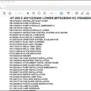 Tadano Crane AT-200-2 42013220400 LOWER,MITSUBISHI KC-FE648E6VA Parts Catalog Manual - PDF DOWNLOAD
