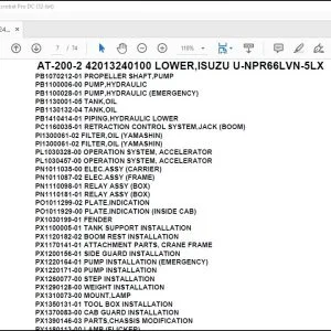 Tadano Crane AT-200-2 42013240100 LOWER,ISUZU U-NPR66LVN-5LX Parts Catalog Manual - PDF DOWNLOAD