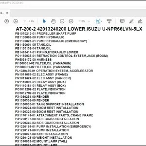 Tadano Crane AT-200-2 42013240200 LOWER,ISUZU U-NPR66LVN-5LX Parts Catalog Manual - PDF DOWNLOAD