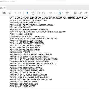 Tadano Crane AT-200-2 42013240500 LOWER,ISUZU KC-NPR72LV-5LX Parts Catalog Manual - PDF DOWNLOAD