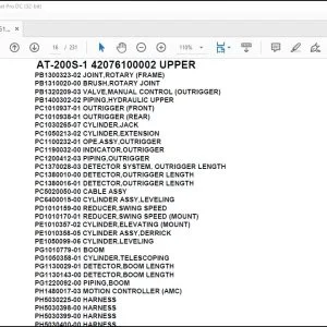 Tadano Crane AT-200S-1 42076100002 UPPER Spare Parts Catalog Manual - PDF DOWNLOAD