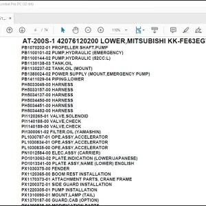 Tadano Crane AT-200S-1 42076120200 LOWER,MITSUBISHI KK-FE63EGY Spare Parts Manual - PDF DOWNLOAD
