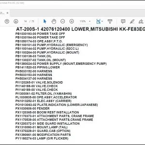 Tadano Crane AT-200S-1 42076120400 LOWER,MITSUBISHI KK-FE83EGY 6A2 Parts Manual - PDF DOWNLOAD
