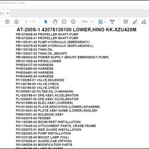 Tadano Crane AT-200S-1 42076130100 LOWER,HINO KK-XZU420M Spare Parts Catalog Manual - PDF DOWNLOAD