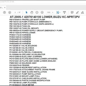 Tadano Crane AT-200S-1 42076140100 LOWER,ISUZU KC-NPR72PV Spare Parts Catalog Manual - PDF DOWNLOAD
